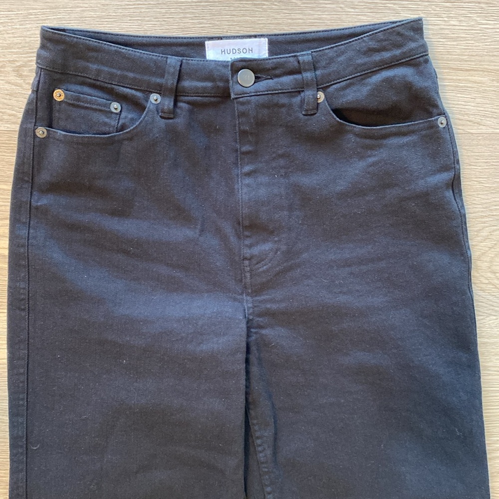 Hudson Wide Leg Cropped Dark Denim Trousers - Picture 3 of 9